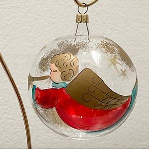 Vintage Italy Handpainted Angel Bulb Ball Ornament
